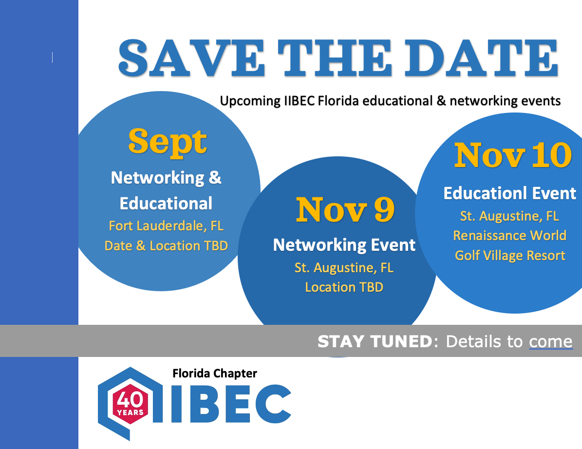 Fall 2023 Florida IIBEC Educational & Network Events – Save The Date